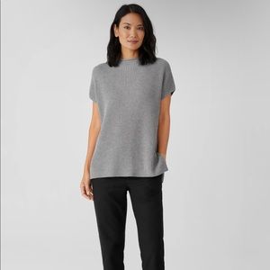 Like New! Eileen Fisher Peruvian Organic Cotton Blend Funnel Neck Top